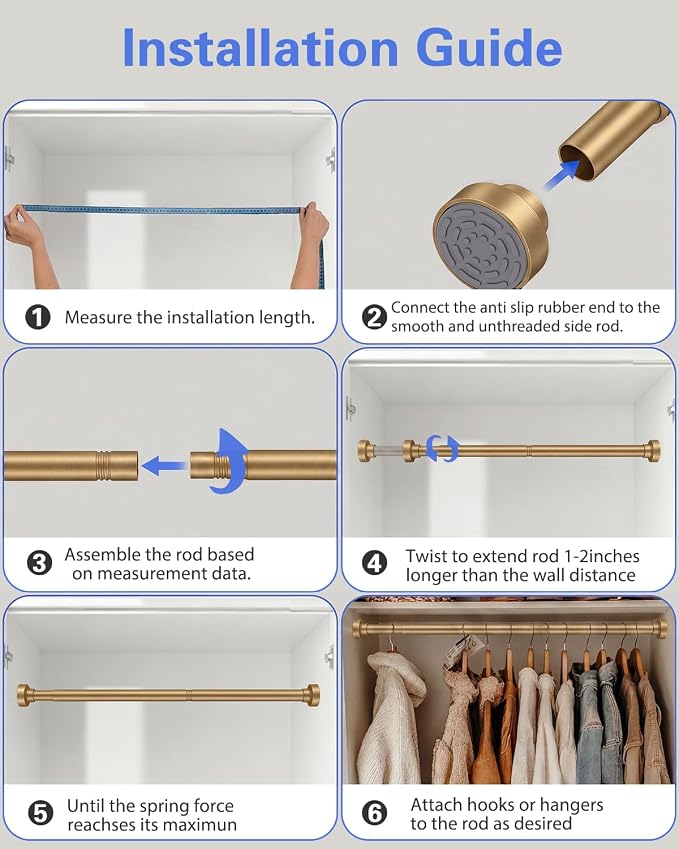 Closet Rod, No Drill Tension Closet Rod - Image 8