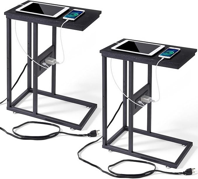 VECELO C Shaped End Side Table by VECELO