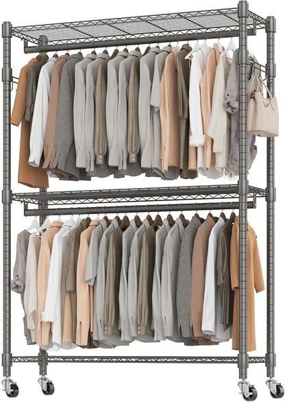 BATHWA Heavy Duty Garment Rack on Wheels, Rolling Clothes Racks by BATHWA
