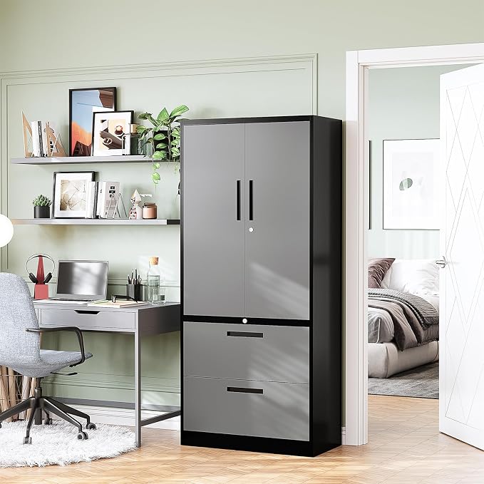 2-Drawer Metal File Cabinet, Lateral Filing Cabinets - Image 2