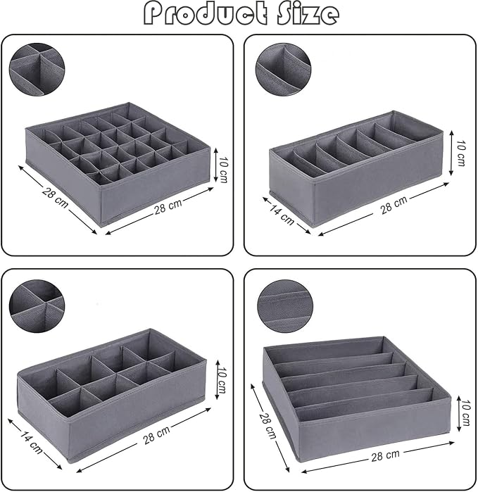 8 Pack Dresser Drawer Organizer Clothes Underwear Sock Storage Drawer Dividers - Image 3
