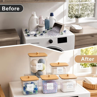 POLRAI 5 Pack Laundry Pod Containers and Dryer Sheet Holder, Laundry Room - Image 7