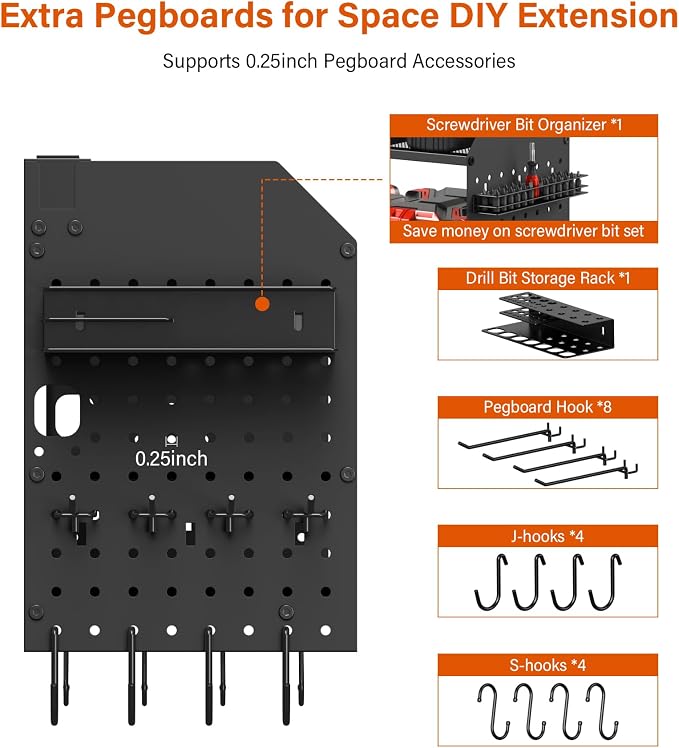 JUNNUJ Large Pegboard Power Tool Organizer - Image 3