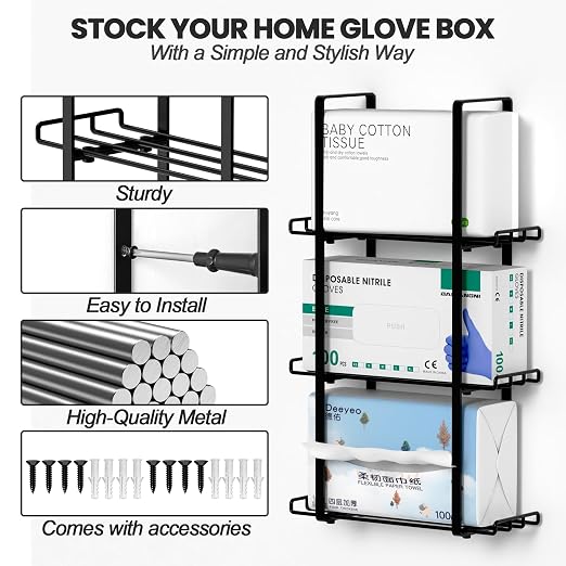 Glove Holder Dispenser for Wall Mount, 2 Pack Metal Disposable Latex Glove Box - Image 7
