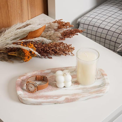 Koville Natural Marble Tray for Bathroom Countertop, Vanity Tray for Decor - Image 2