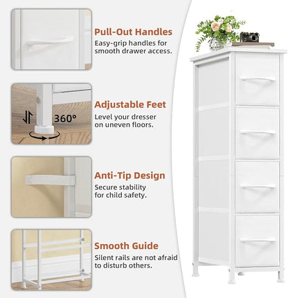 Somdot Narrow Dresser for Bedroom, 4 Drawer Storage Cabinet, Storage Organizer - Image 5
