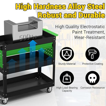 3 Tier Rolling Tool Cart on Wheels, 550 LBS Tool Cart - Image 4