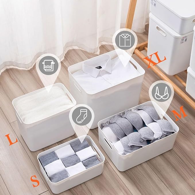 5 pack large plastic White storage bins - Image 6