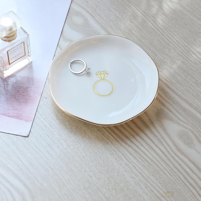 HOME SMILE Ring Dish Printed Ring，Engagement Engaged Wedding Bridal Gifts - Image 2