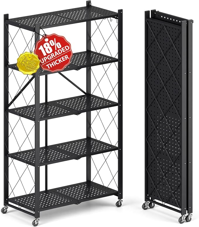 Upgraded 18% Thickened Portable 5-Tier Foldable Storage Shelves by Harigal