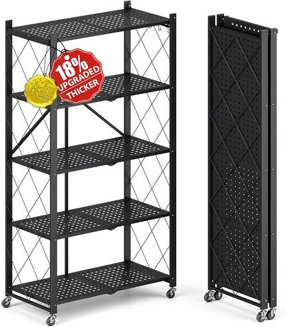 Upgraded 18% Thickened Portable 5-Tier Foldable Storage Shelves by Harigal