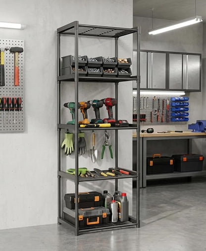 5-Tier Storage Shelves with Plastic Connectors – Metal Shelf Organizer - Image 7