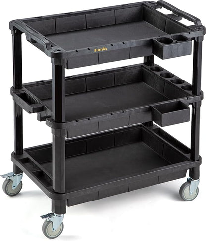 3-Shelf Heavy Duty Rolling Utility Cart, 32.4 x 18.3 in | Multi-Use Service by ELAFROS