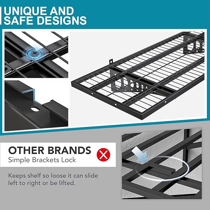 4-Pack 1.5×3.8ft Garage Wall Shelving, 18×45.6 inches Heavy Duty Wall Mounted - Image 5