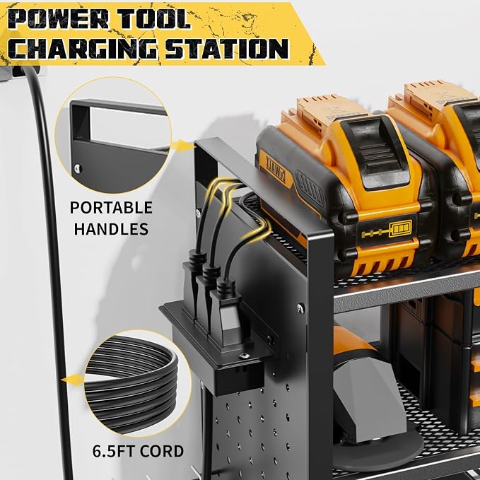 Power Tool Organizer with Charging Station Wall Mount, 3 Layer Expanded Heavy - Image 3