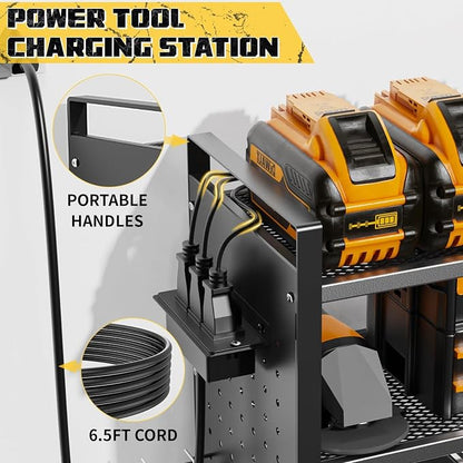 Power Tool Organizer with Charging Station Wall Mount, 3 Layer Expanded Heavy - Image 3