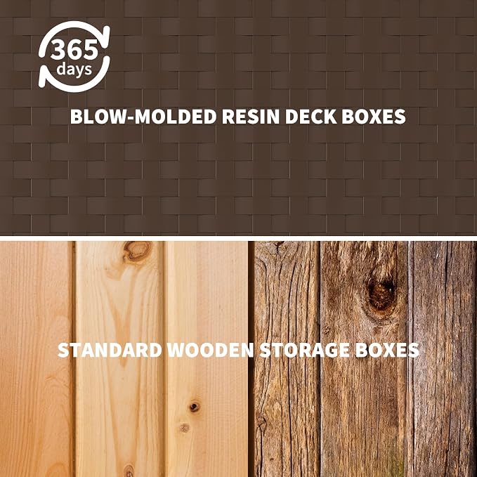 IDEALHOUSE 100 Gallon Resin Deck Box, Waterproof Outdoor Storage Box - Image 6