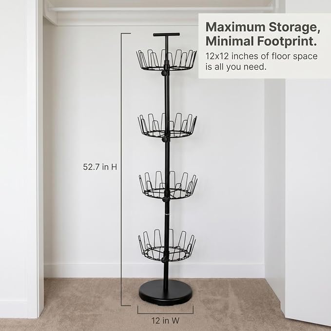 Household Essentials 4-Tier Shoe Storage Tree, Matte Black - Image 2