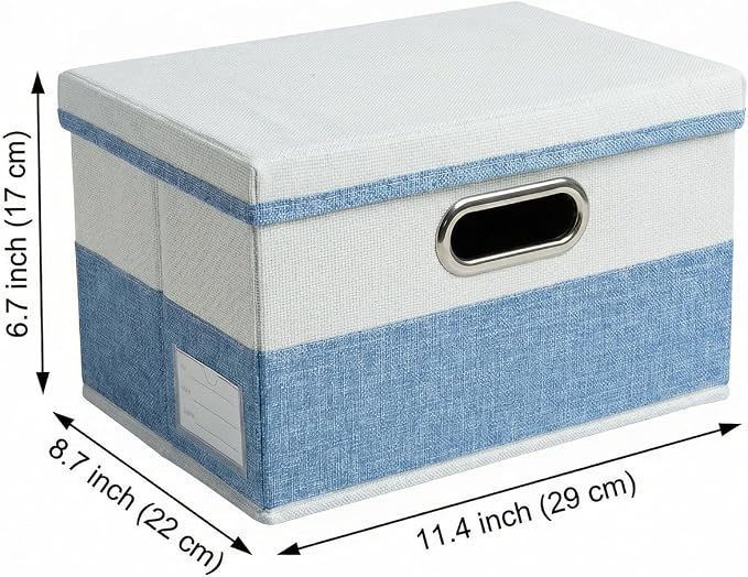 PRANDOM Storage Bins with Lids Linen Fabric Foldable Storage Boxes Organizer - Image 3