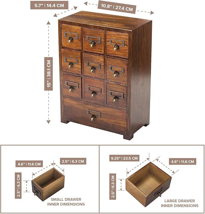Library Card Catalog Solid Wood Small Curio Cabinet l Retro Storage Organizer - Image 3