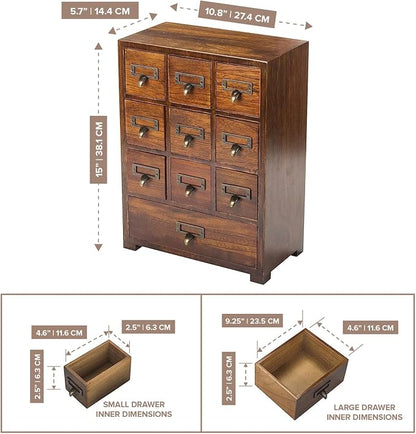 Library Card Catalog Solid Wood Small Curio Cabinet l Retro Storage Organizer - Image 3