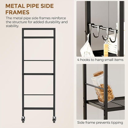 3-Tier Metal Storage Rack with Industrial Wheels, Mesh Shelving Unit with - Image 6