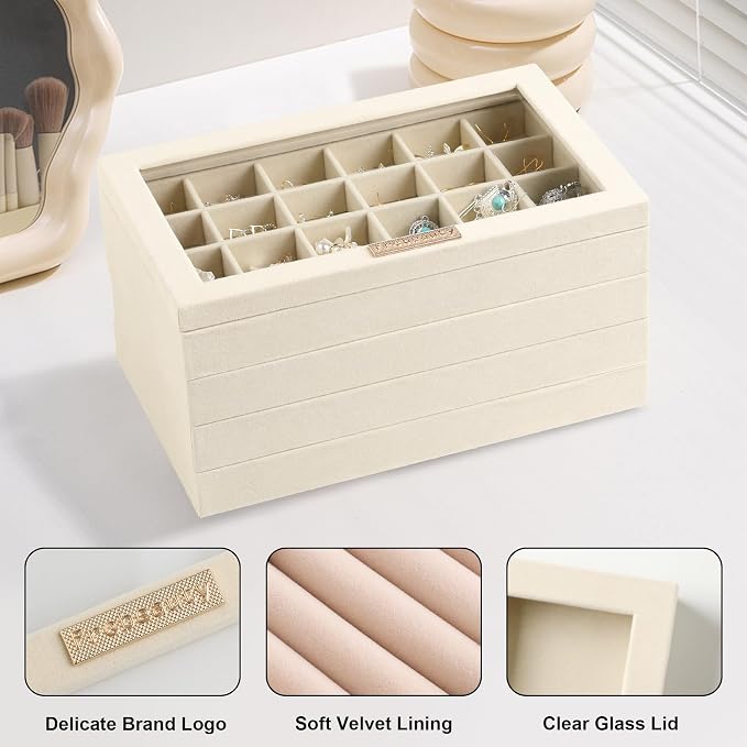Frebeauty Stackable Jewelry Trays, Removable Glass Lid, Drawer Inserts - Image 5