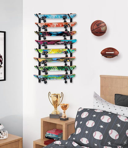 BiJun Skateboard Wall Mount, Snowboard Wall Mount Display, Horizontal Ski Wall - Image 5