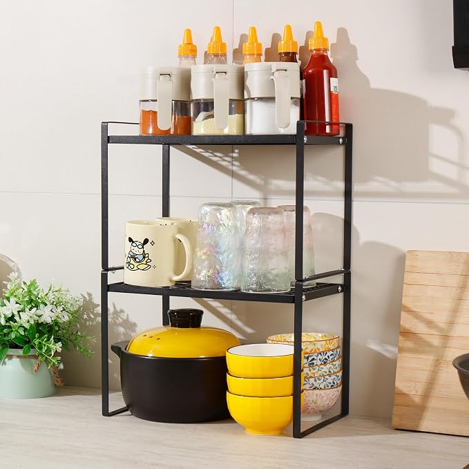 MiaLi Cabinet Organizer Shelf, Stackable Kitchen Bathroom Organizers and Storage - Image 3