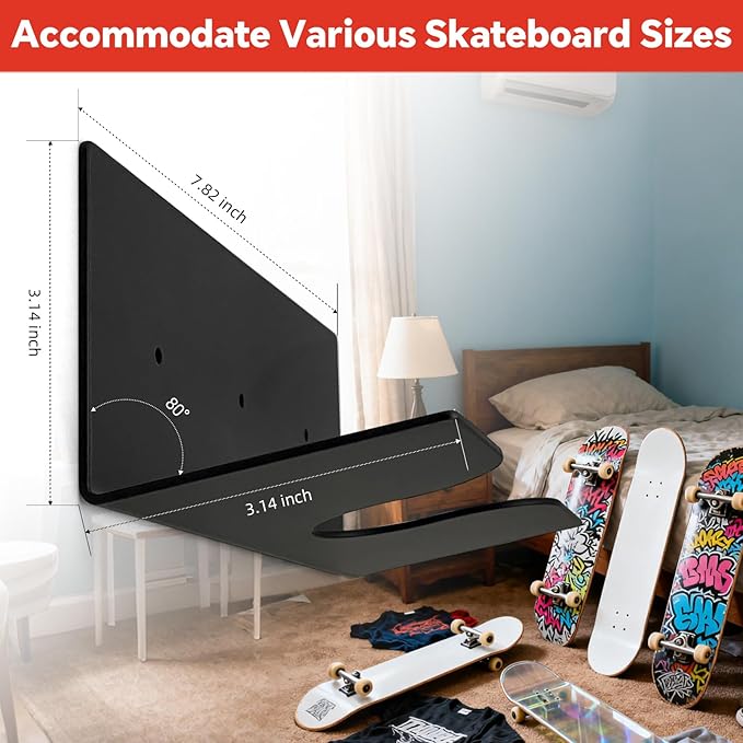 Skateboard Wall Mount Rack, Wall Hanger Holder - Image 5