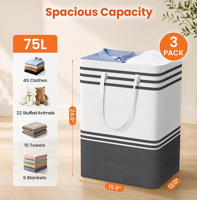 TranquilRelax 3-Pack Laundry Basket - Image 2
