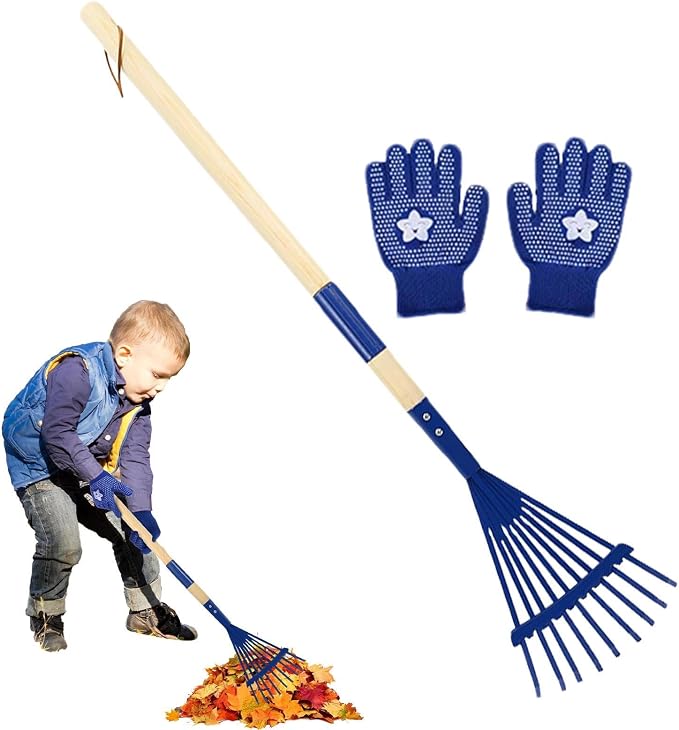 Kids Leaf Rake, 27 Inch Detachable Wooden Handle - Image 6