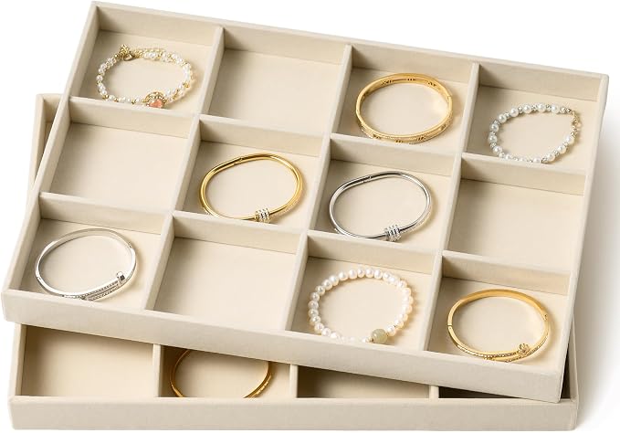 pickpiff Drawer Jewelry Organizer & Display Trays: 2pcs 12grid Velvet Stackable - Image 9