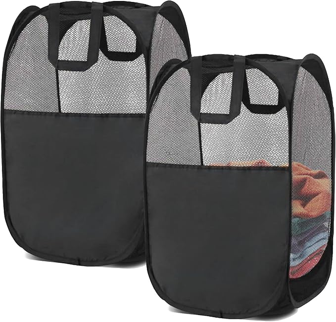 2 pop-up Laundry Hamper, Foldable mesh Laundry Baskets by Unknown