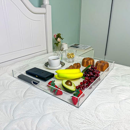 Clear Rectangular 18x20 Inches Acrylic Ottoman Tray Decorative Serving Tray - Image 4