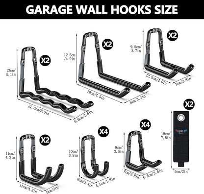 3-H Garage Wall Hooks 18 Pack, One-Piece Construction Garage Hooks Heavy Duty - Image 2