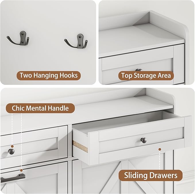 Shoe Cabinet with 4 Flip Drawers & 2 Top Drawers, Wooden Narrow Hidden Slim - Image 6