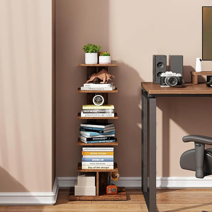 TUTOTAK Book Shelf, Narrow Spine Bookshelf, 6-Tier Bookcase - Image 7