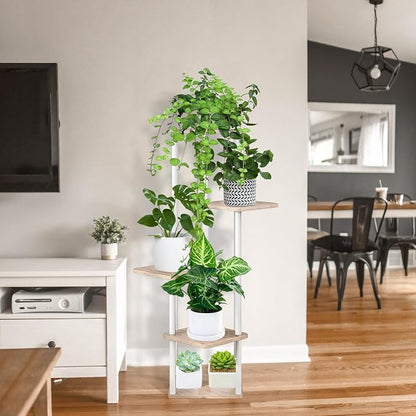 5 Tier Plant Stand Indoor, Thickened Metal Wood Corner Plant Shelf Stands - Image 6