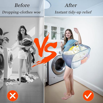 Collapsible Laundry Baskets 2 Pack, Mesh Pop Up Hamper - Image 7
