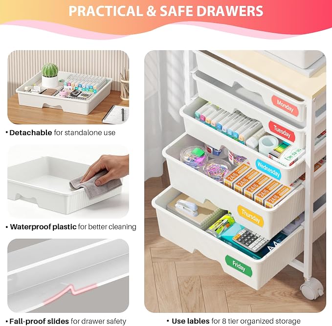 Goovilla Rolling Cart with 5 Drawers - Image 3