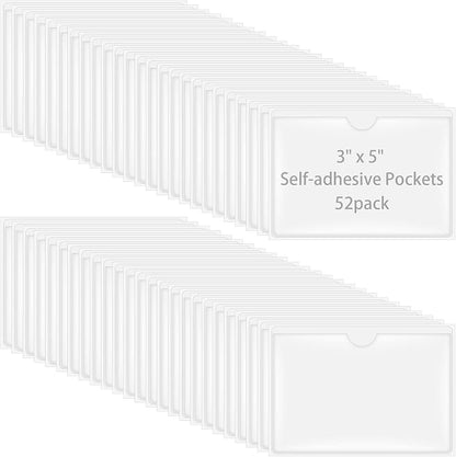 52 Pack Self-Adhesive Index Card Pockets by Antner