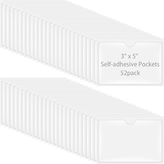 52 Pack Self-Adhesive Index Card Pockets by Antner