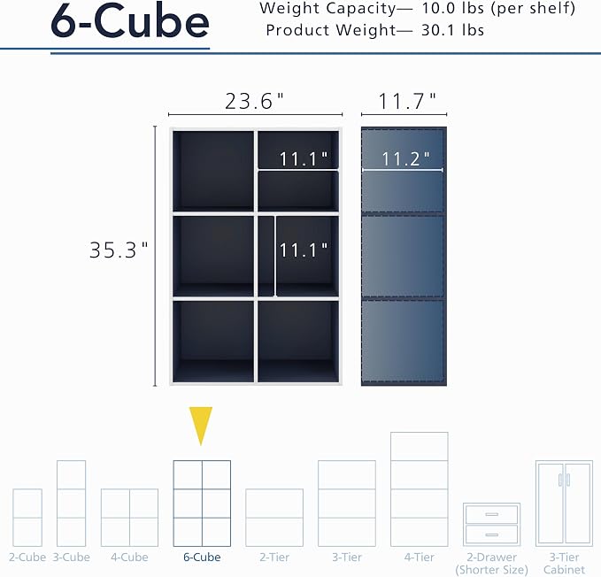 Homes: Inside + Out Apexa 6-Cube Storage Organizer Shelves, Stackable Wood - Image 3