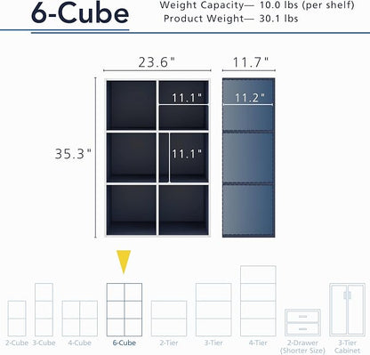 Homes: Inside + Out Apexa 6-Cube Storage Organizer Shelves, Stackable Wood - Image 3