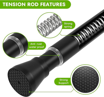 4Pack Tension Rods for Windows 28 to 48 Inch Black Curtain Rods no Drilling - Image 2
