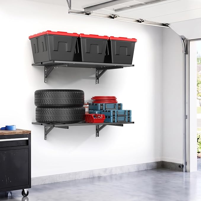 TORACK 2-Pack Heavy-Duty Garage Wall Shelves, 2 ft x 4 ft Floating Wall-Mounted - Image 2