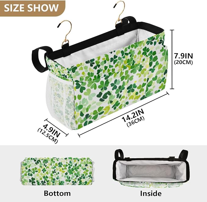 Bright Green Clover St. Patrick Bedside Caddy - Image 4