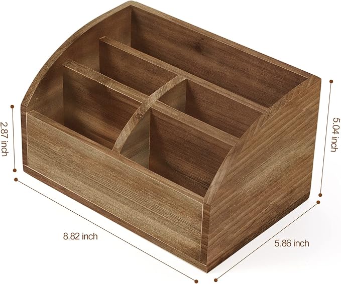 OKSQW Wooden Desk Organizer, Solid Wood Pen Holder - Image 2