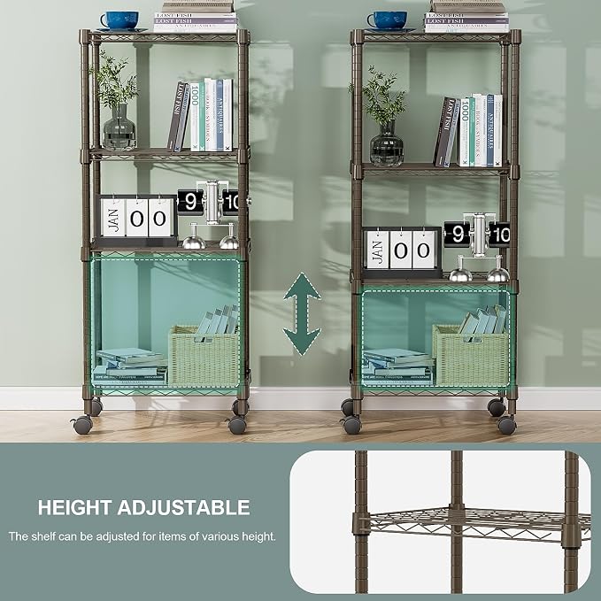 1000 lbs 4-Shelf Adjustable Heavy Duty Steel Wire Rack, Adjustable Storage - Image 6